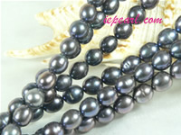 peacock blue 7-8mm rice freshwater pearl strand