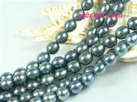peacock green 7-8mm rice freshwater pearl strand