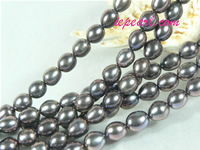peacock blue 7-8mm rice freshwater pearl strand