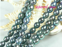 peacock green 7-8mm rice freshwater pearl strand