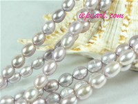 purple 7-8mm rice freshwater pearl strand
