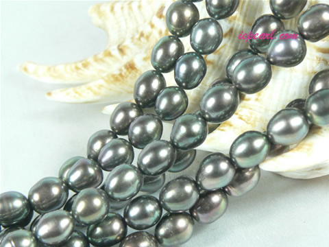 black 7-8mm rice freshwater pearl strand
