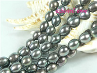 black 7-8mm rice freshwater pearl strand