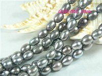 dark gray 6-7mm rice freshwater pearl strand