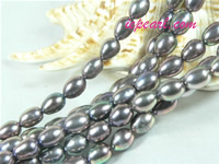chocolate 6-7mm rice freshwater pearl strand