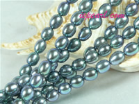 peacock green 6-7mm rice freshwater pearl strand