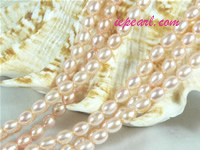 romantic pink 4-4.2mm rice freshwater pearl strand
