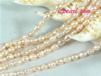 romantic pink 3-3.5mm rice freshwater pearl strand