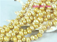 gold 7-8mm dancing freshwater pearl strand