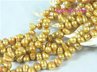 dark yellow 6-7mm dancing freshwater pearl strand