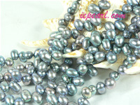 peacock green 6-7mm dancing freshwater pearl strand