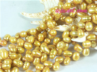 dark yellow 6-7mm firecracker freshwater pearl strand