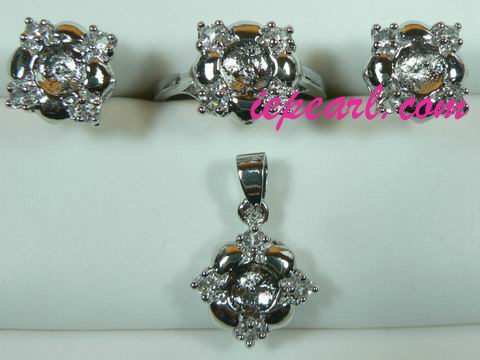 wholesale 18k gp jewelry set mountings with flower design