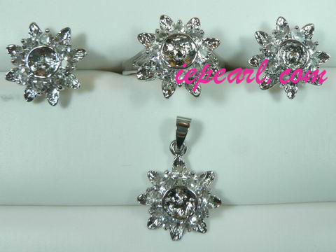 flower design of 18k gp jewelry set mountings