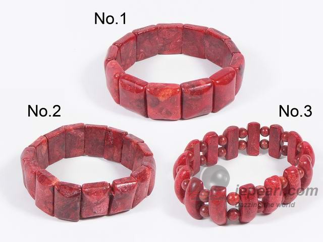 Red coral stretchy bracelets in 7.5 inches on wholesale online
