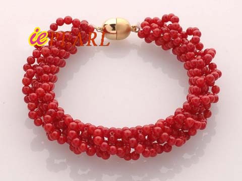 Wholesale stylish knitted red coral bead bracelet online