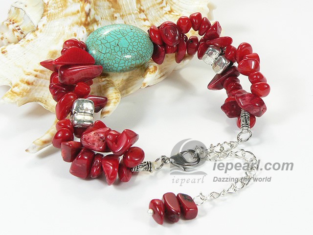 red coral chips & blue turquoise bracelet wholesale online