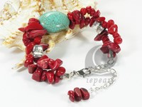 red coral chips & blue turquoise bracelet wholesale online