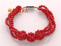 Wholesale red coral beads four rows twisted bracelet online