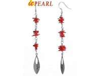 red coral sterling silver dangling earrings wholesale