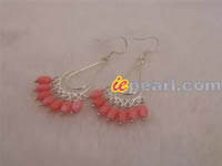 pink rice coral chandelier earrings in 925 silver fittings whole