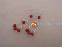 5mm coral chandelier earrings in 925 silver fittings wholesale