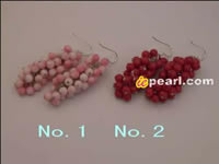 3cm 5mm different colors round coral sterling dangling earring