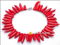 Wholesale 6*30mm capsicum shape red coral necklace