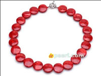 Wholesale 18mm coin-shape red coral necklace online