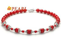Wholesale 6mm round red coral necklace on line