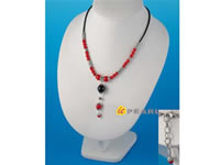 Wholesale red coral antique black leather cord promotion necklac