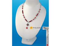 Wholesale red coral antique black cloisonn promotion necklace