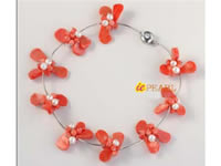 Wholesale hand wrapped coral cluster red necklace