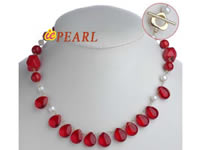 Wholesale red coral & quartz beads hand wired necklace online