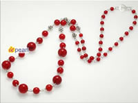 Wholesale red coral beads hand wired long necklace online