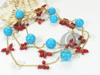 Wholesale red coral & blue turquoise long necklace online