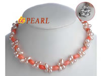 wholesale lovely pink color coral pearl necklace online