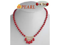 Wholesale simple style red color coral necklace in low price