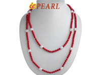 Wholesale red color coral pearl rope necklace online