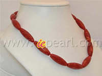 Wholesale 10*28mm olive shape red coral necklace online