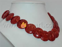 Wholesale 20mm coin-shape red coral necklace online