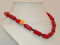 Wholesale columned red coral necklace with black agate online