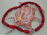 Wholesale columned red coral necklace with black agate