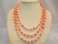 Wholesale opera necklace with  tube coral and freshwater pearl