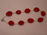Wholesale stick freshwater pearl necklace with red coral beads
