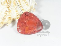 50*50mm red triangle coral pendant with a chain