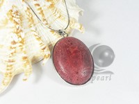 33*40mm red oval coral pendant with a chain