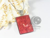 33*40mm red square coral pendant with a chain &nbsp;<br />