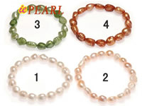 Wholesale length drilled nugget pearl elastic bracelet