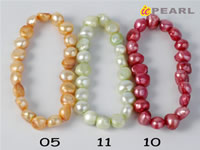 Wholesale width drilled 10-11mm nugget pearl elastic bracelet